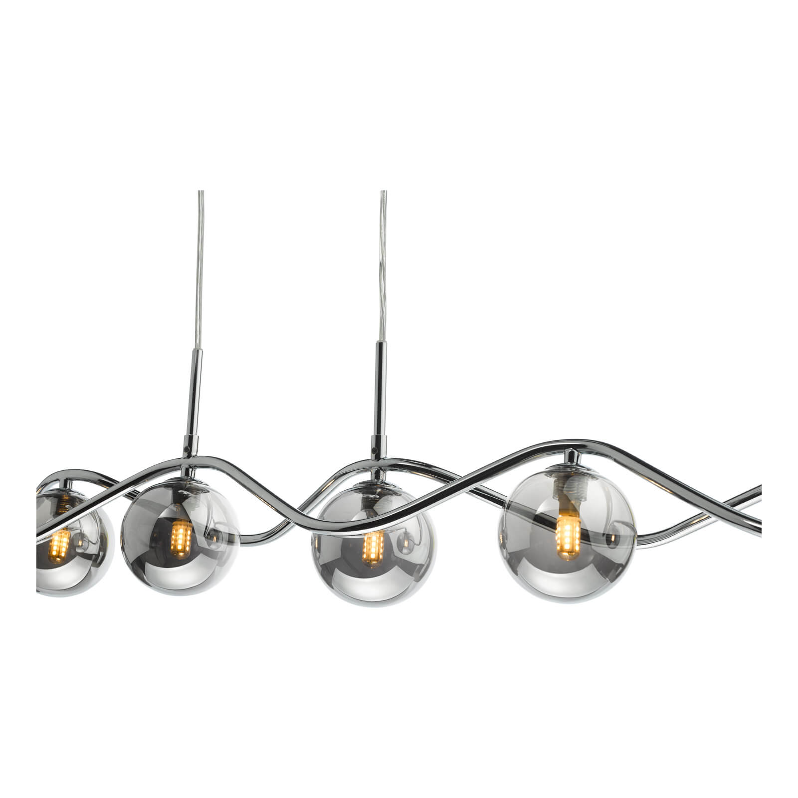 Lysandra 6 Light Kitchen Light Polished Chrome and Smoked Glass/ Polished Gold and Opal Glass