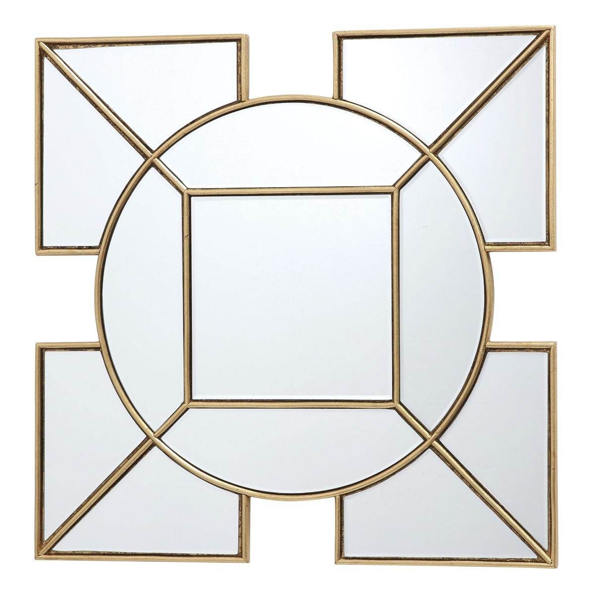 Dar Lyshia Square Mirror With Gold Foil Detail - Cusack Lighting