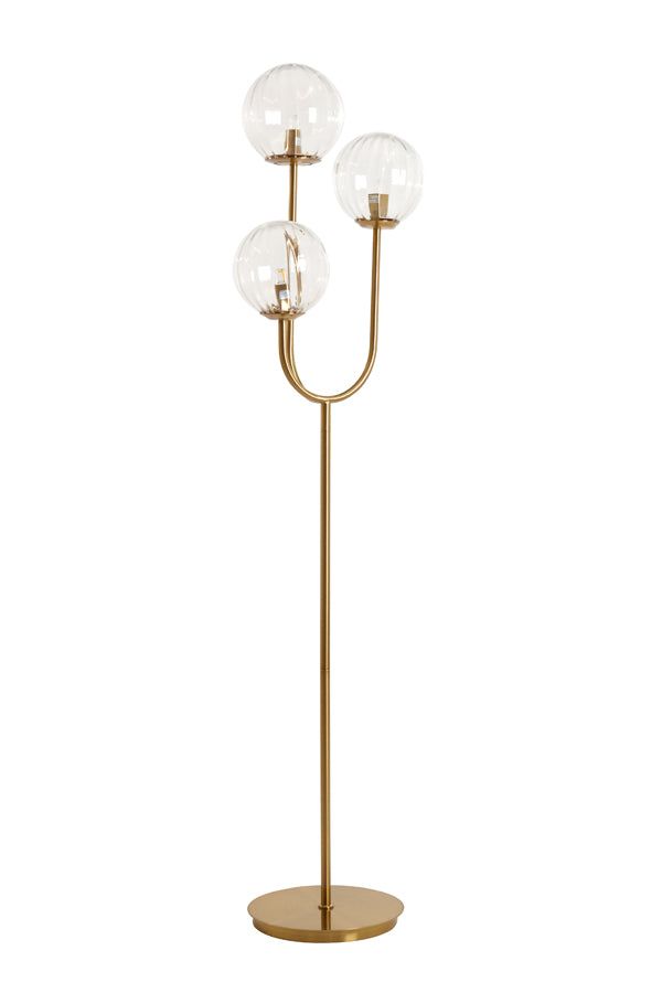 Magdala 3Lt Floor Lamp - Clear Glass & Gold Finish