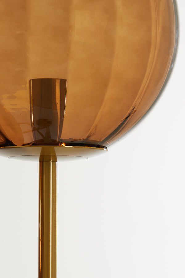 Magdala 4Lt Floor Lamp - Brown Glass & Gold Finish