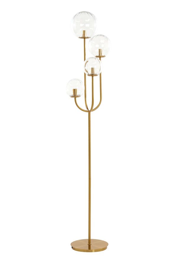 Magdala 4Lt Floor Lamp - Clear Glass & Gold Finish