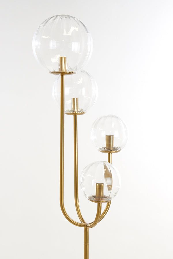 Magdala 4Lt Floor Lamp - Clear Glass & Gold Finish