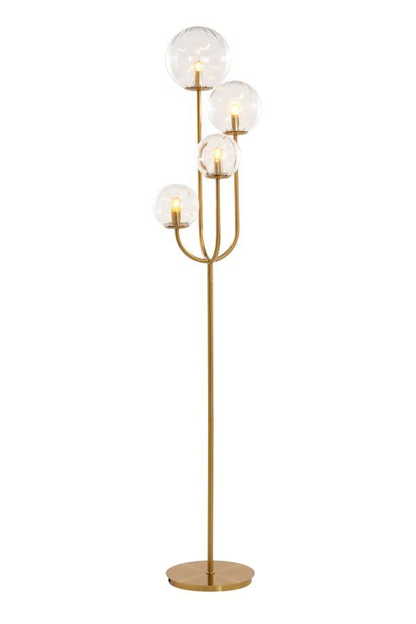 Magdala 4Lt Floor Lamp - Clear Glass & Gold Finish