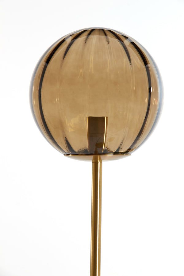 Magdala 3Lt Floor Lamp - Brown Glass & Gold Finish