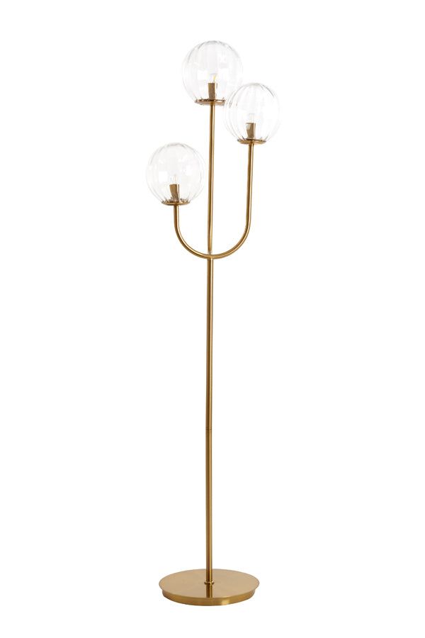 Magdala 3Lt Floor Lamp - Clear Glass & Gold Finish