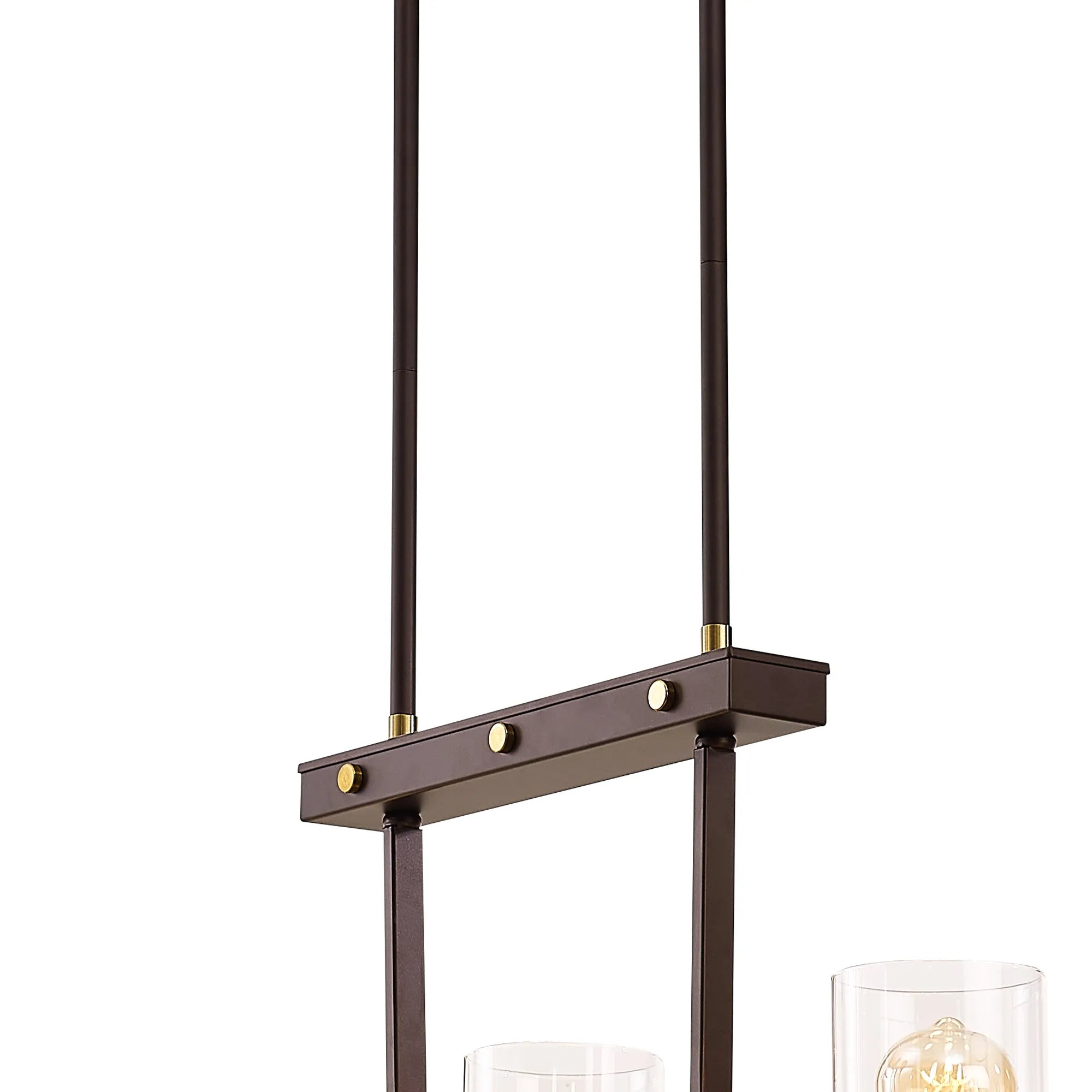 Halo Linear Pendant- Brown Oxide/Gold Bronze With Clear Glass Shades