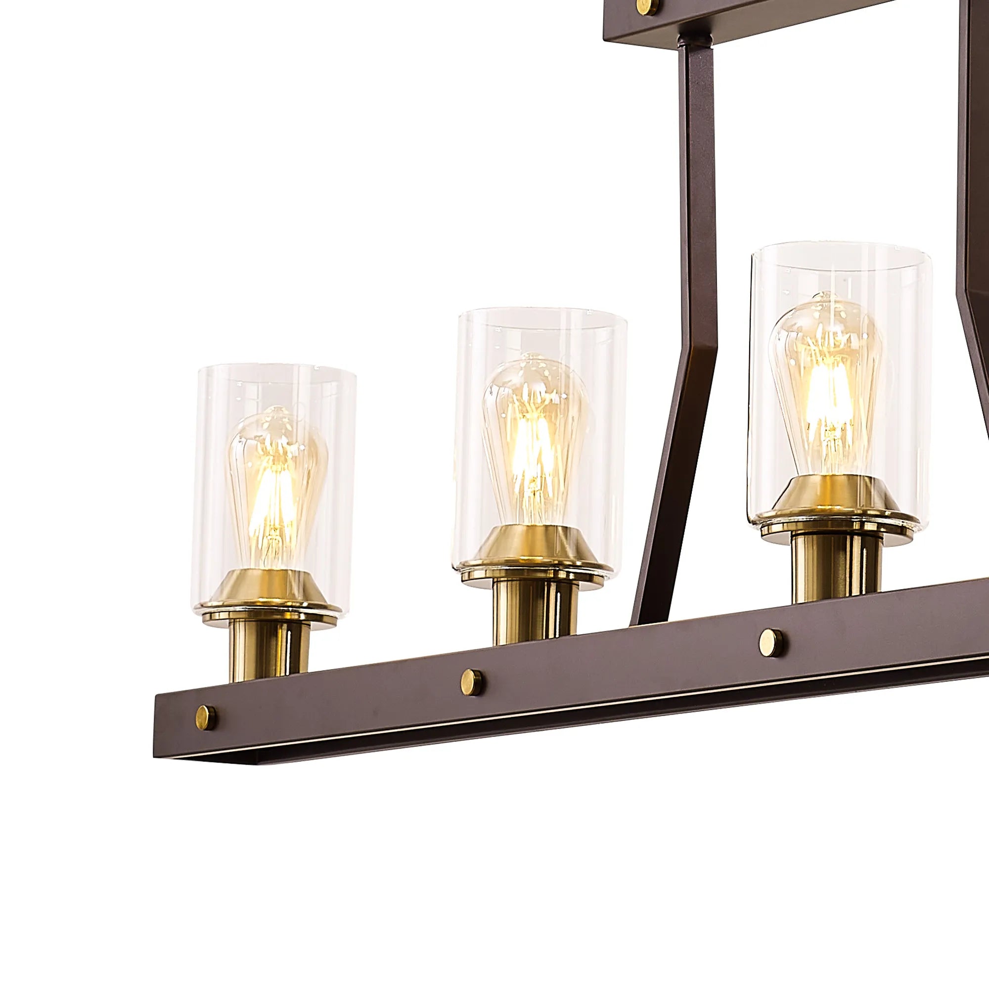 Halo Linear Pendant- Brown Oxide/Gold Bronze With Clear Glass Shades
