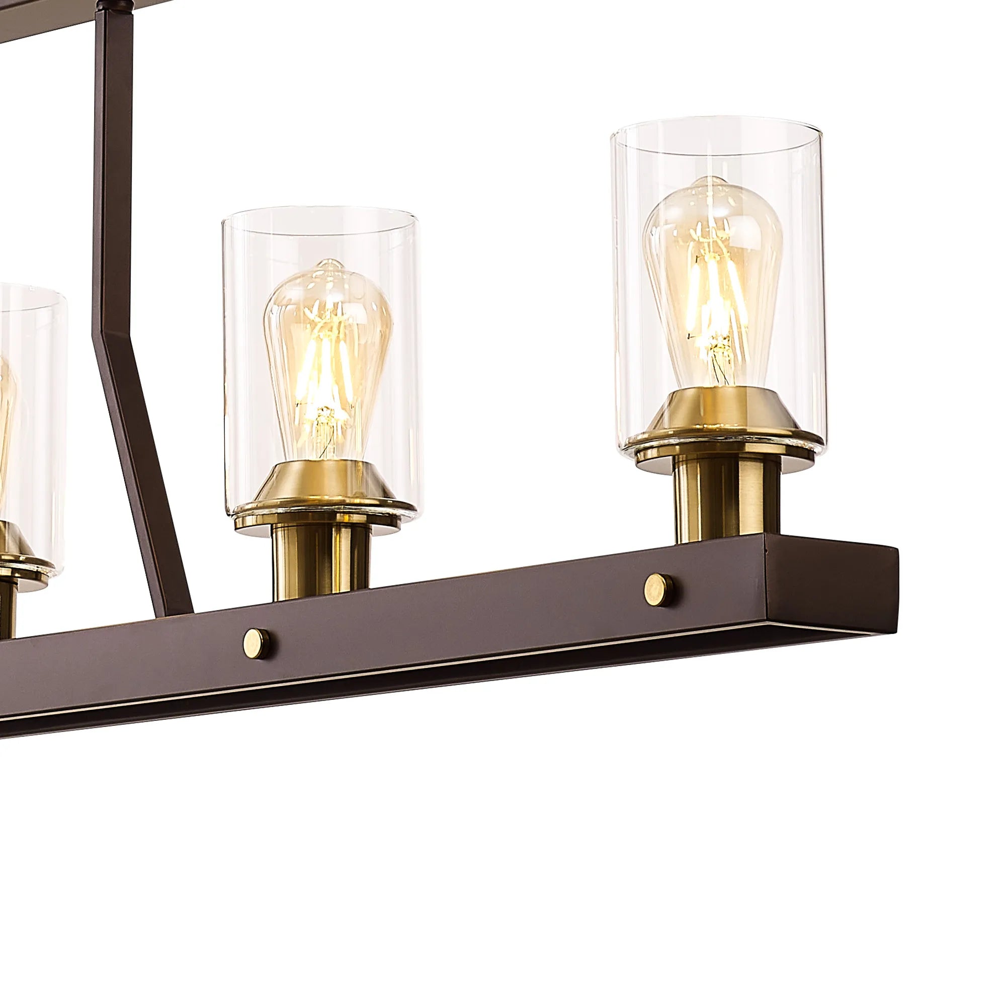 Halo Linear Pendant- Brown Oxide/Gold Bronze With Clear Glass Shades