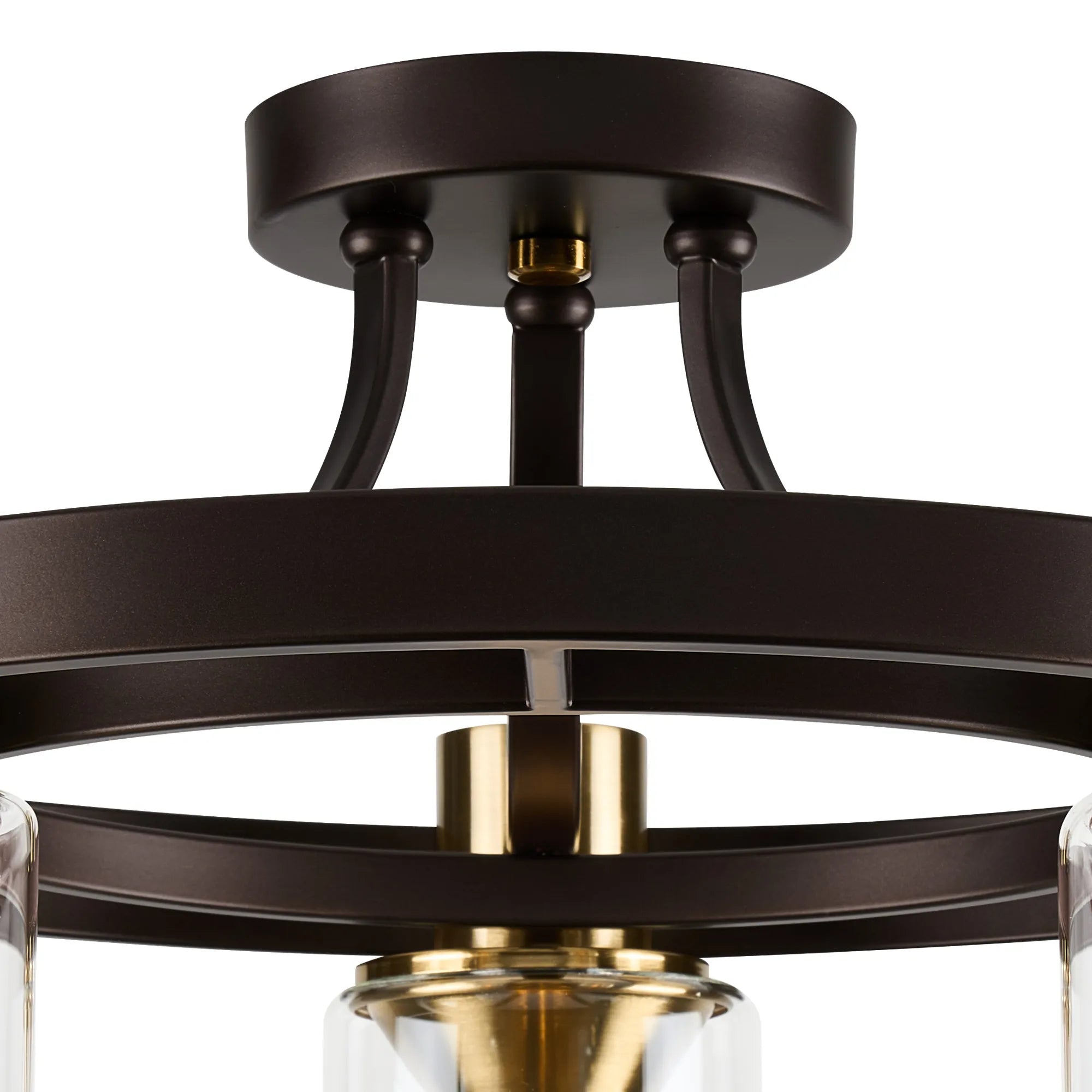 Halo 3/5 Semi Flush Light- Brown Oxide/Gold Bronze With Clear Glass Shades