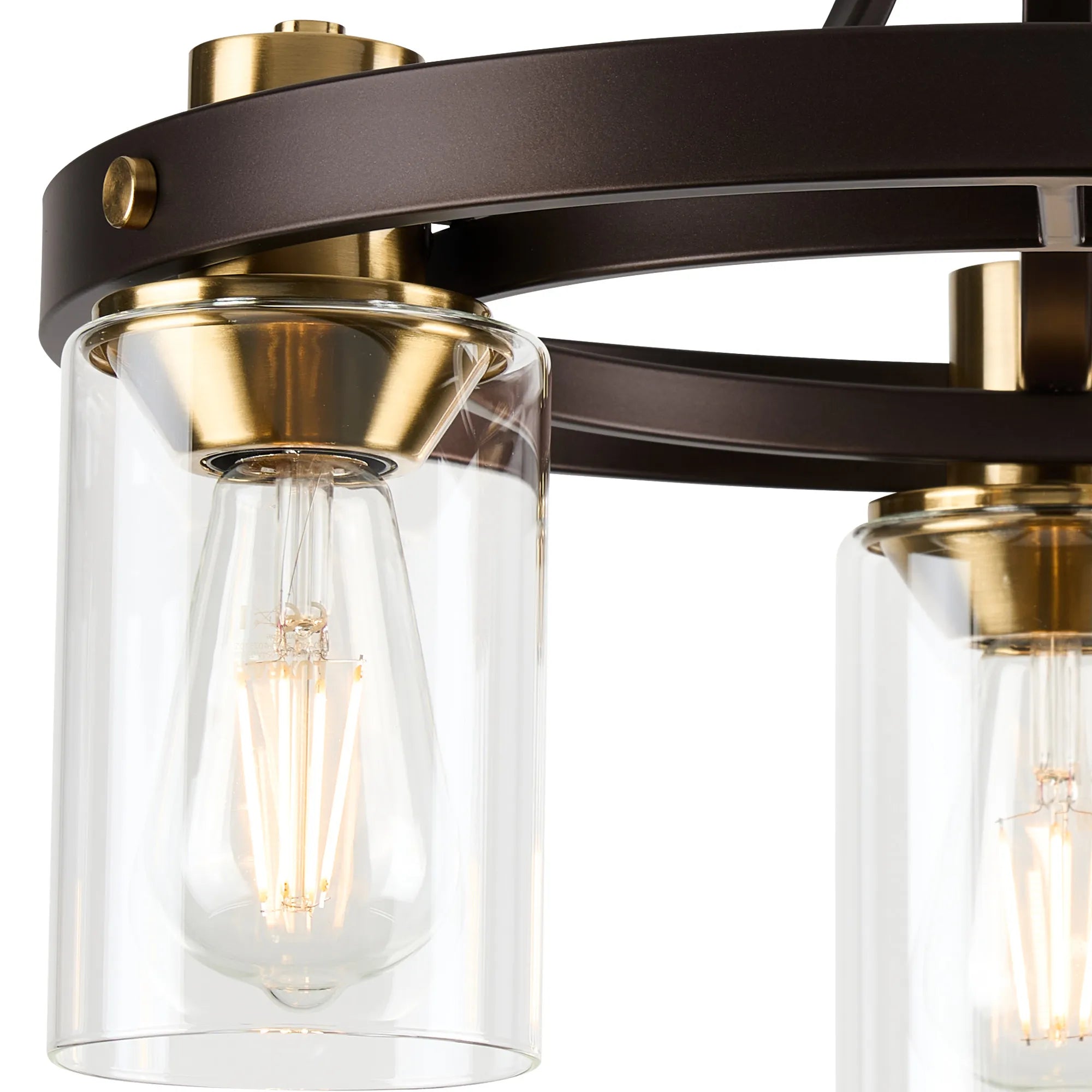Halo 3/5 Semi Flush Light- Brown Oxide/Gold Bronze With Clear Glass Shades