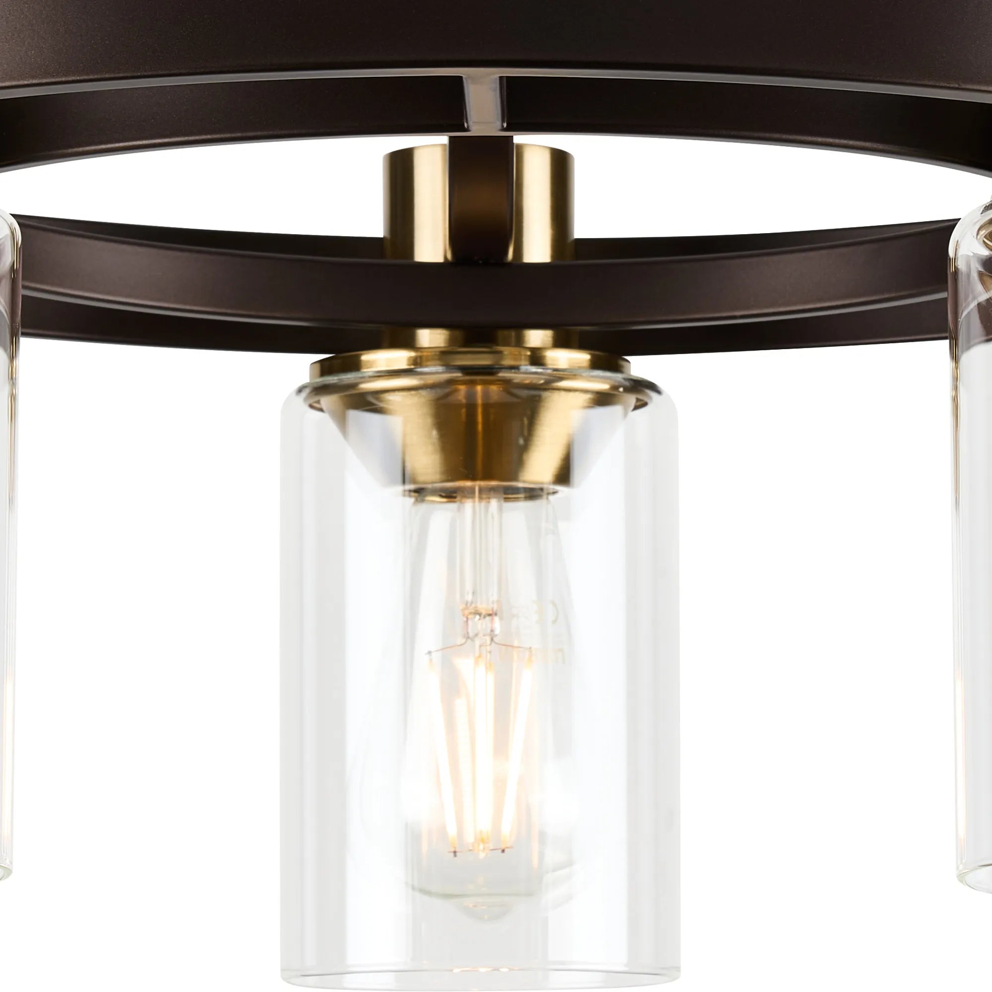 Halo 3/5 Semi Flush Light- Brown Oxide/Gold Bronze With Clear Glass Shades