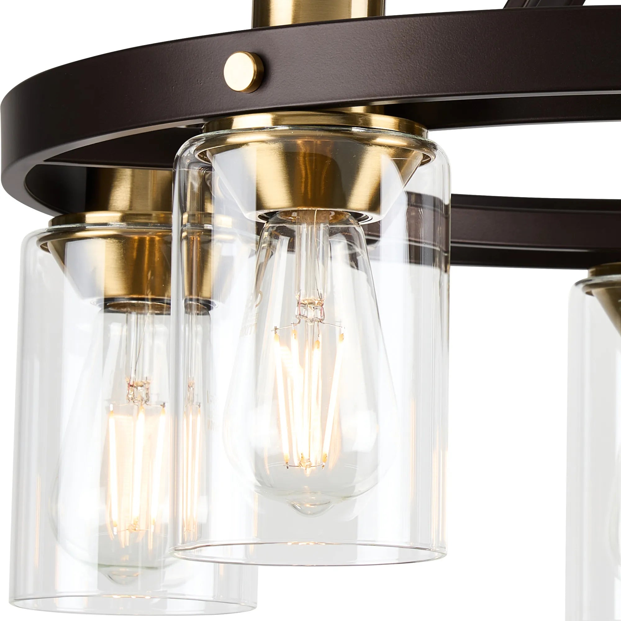 Halo 3/5 Semi Flush Light- Brown Oxide/Gold Bronze With Clear Glass Shades