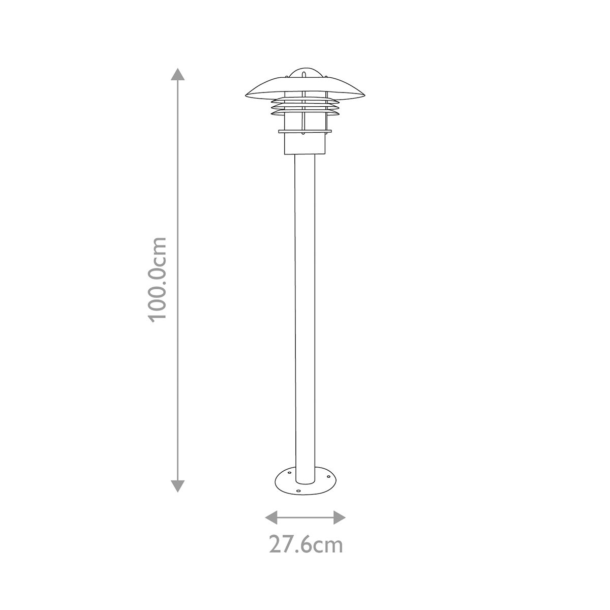 Malmo 1 Light Post Light - Silver IP44 E27