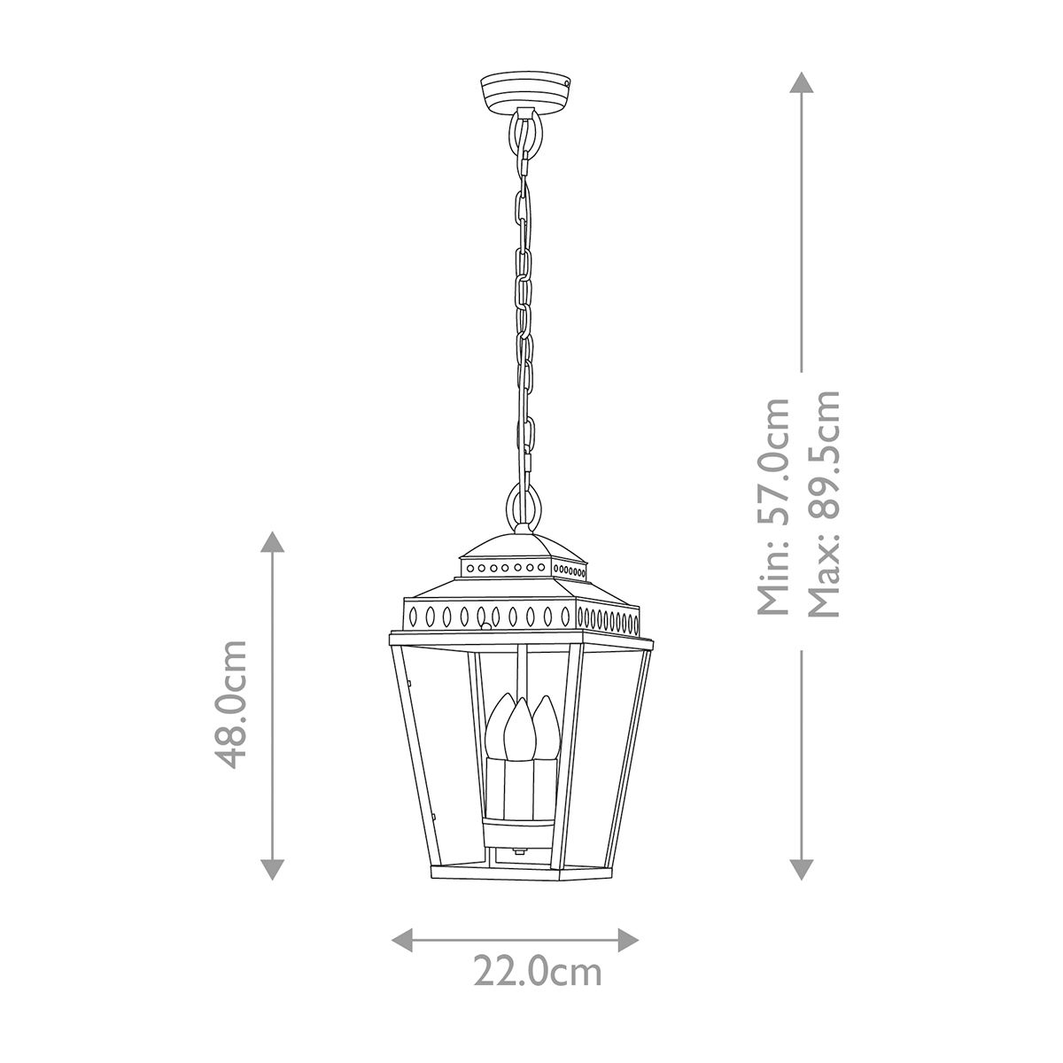 Mansion House 3 Light Chain Lantern - Aged Brass/Polished Nickel IP44 E14