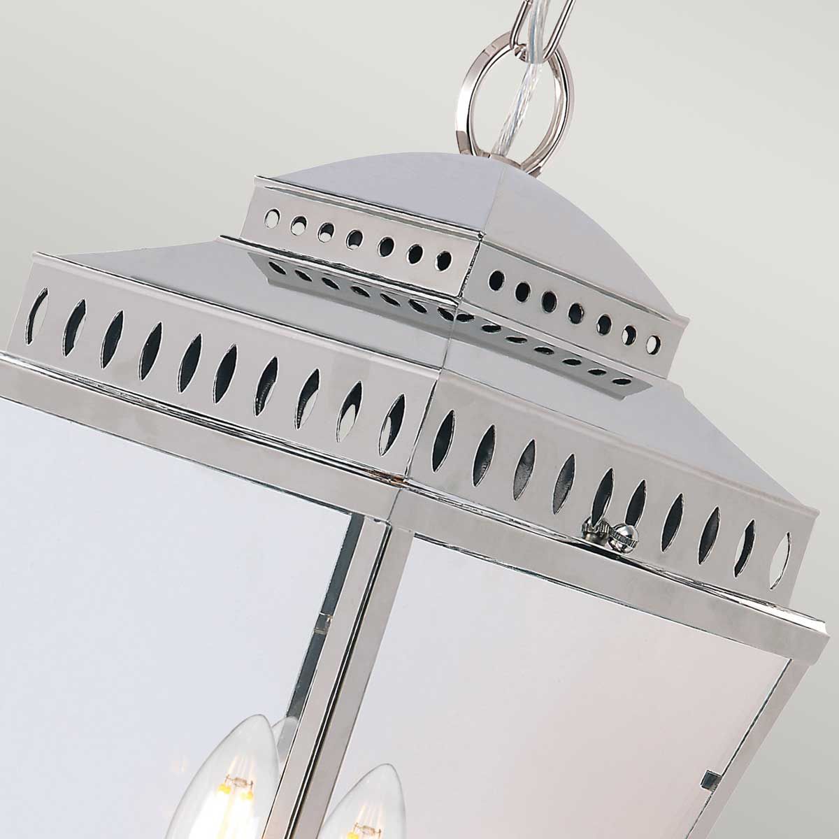 Mansion House 3 Light Chain Lantern - Aged Brass/Polished Nickel IP44 E14