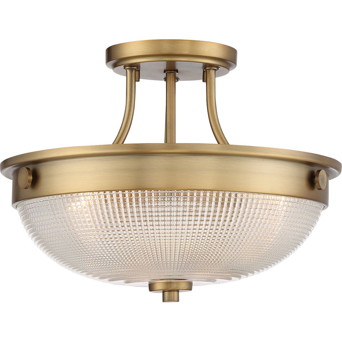 Mantle 2L Semi Flush Ceiling Light - Weathered Brass Finish