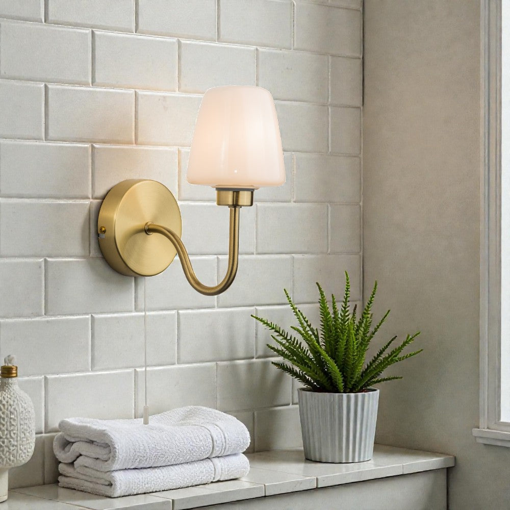 Marina Single Bathroom Wall Light IP44- Polished Chrome/ Satin Brass Finish