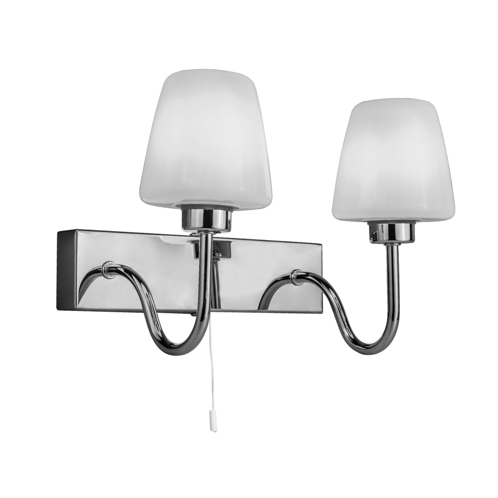 Marina IP44 Double Bathroom Wall Light- Satin Brass/ Polished Chrome Finish