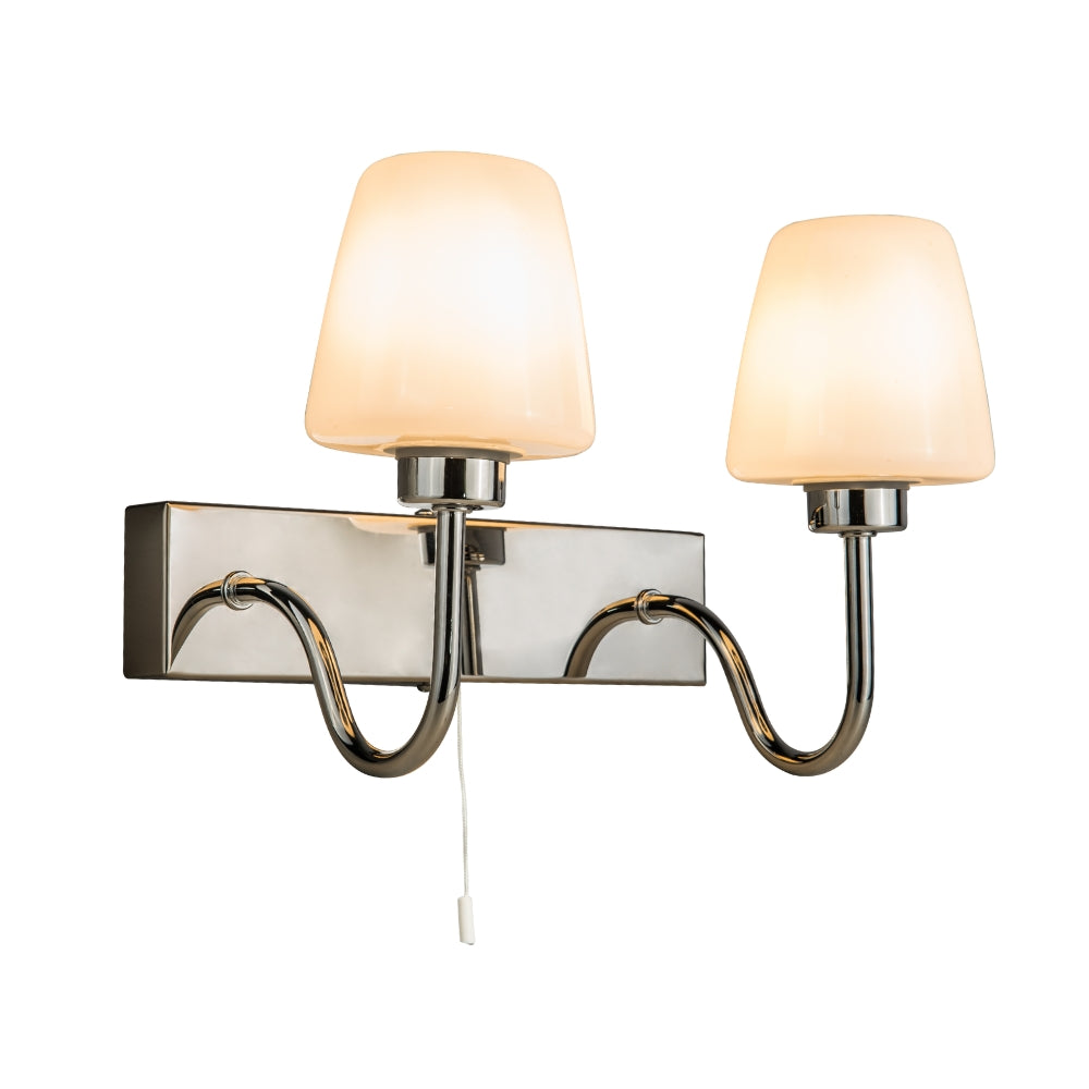 Marina IP44 Double Bathroom Wall Light- Satin Brass/ Polished Chrome Finish