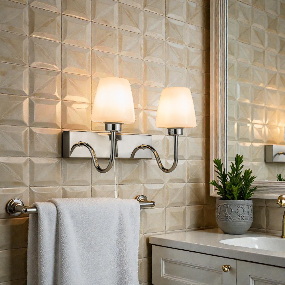Marina IP44 Double Bathroom Wall Light- Satin Brass/ Polished Chrome Finish