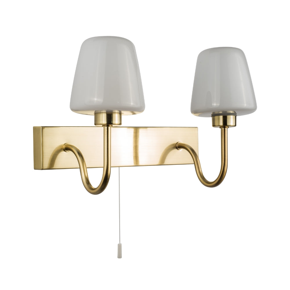 Marina IP44 Double Bathroom Wall Light- Satin Brass/ Polished Chrome Finish