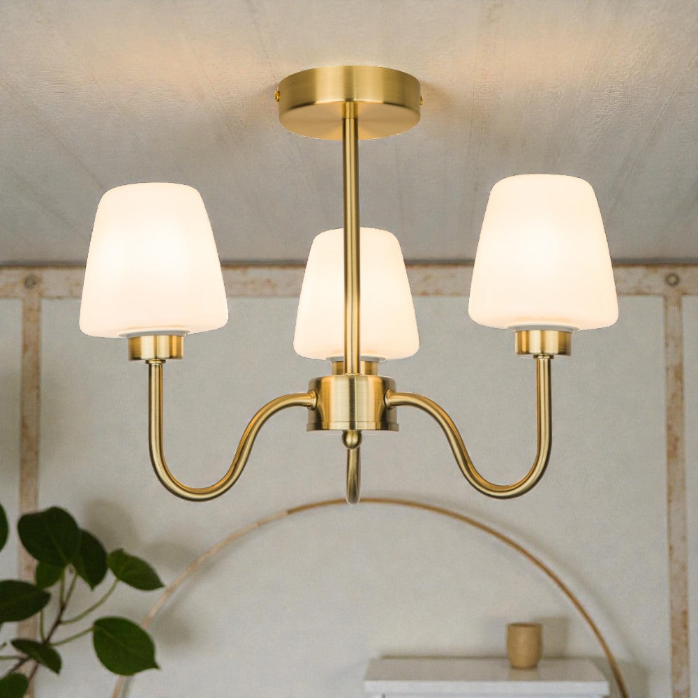 Marina 3/5Lt Bathroom Ceiling Light- Satin Brass/ Polished Chrome Finish