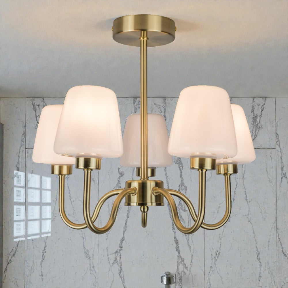 Marina 3/5Lt Bathroom Ceiling Light- Satin Brass/ Polished Chrome Finish