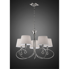 Mara Pendant 5 Light Polished Chrome With Ivory White Shades - Cusack Lighting