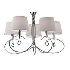 Mara Pendant 5 Light Polished Chrome With Ivory White Shades - Cusack Lighting