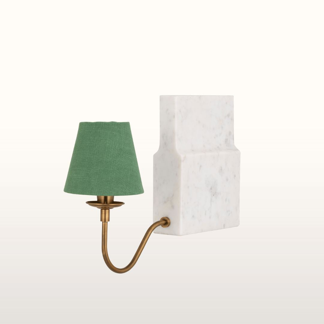 Marble Bookshelf Lamp- Green/White Shades