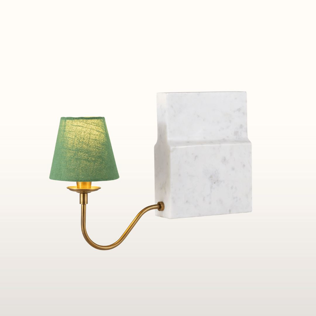 Marble Bookshelf Lamp- Green/White Shades