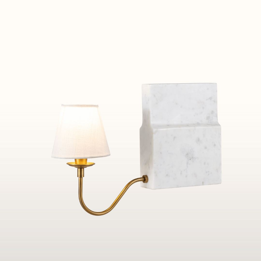 Marble Bookshelf Lamp- Green/White Shades
