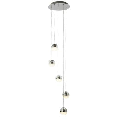 Marbles Led 5/8lt Multi - Drop - Chrome, Crushed Ice Shade IP20, Dimmable
