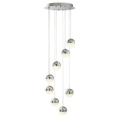Marbles Led 5/8lt Multi - Drop - Chrome, Crushed Ice Shade IP20, Dimmable