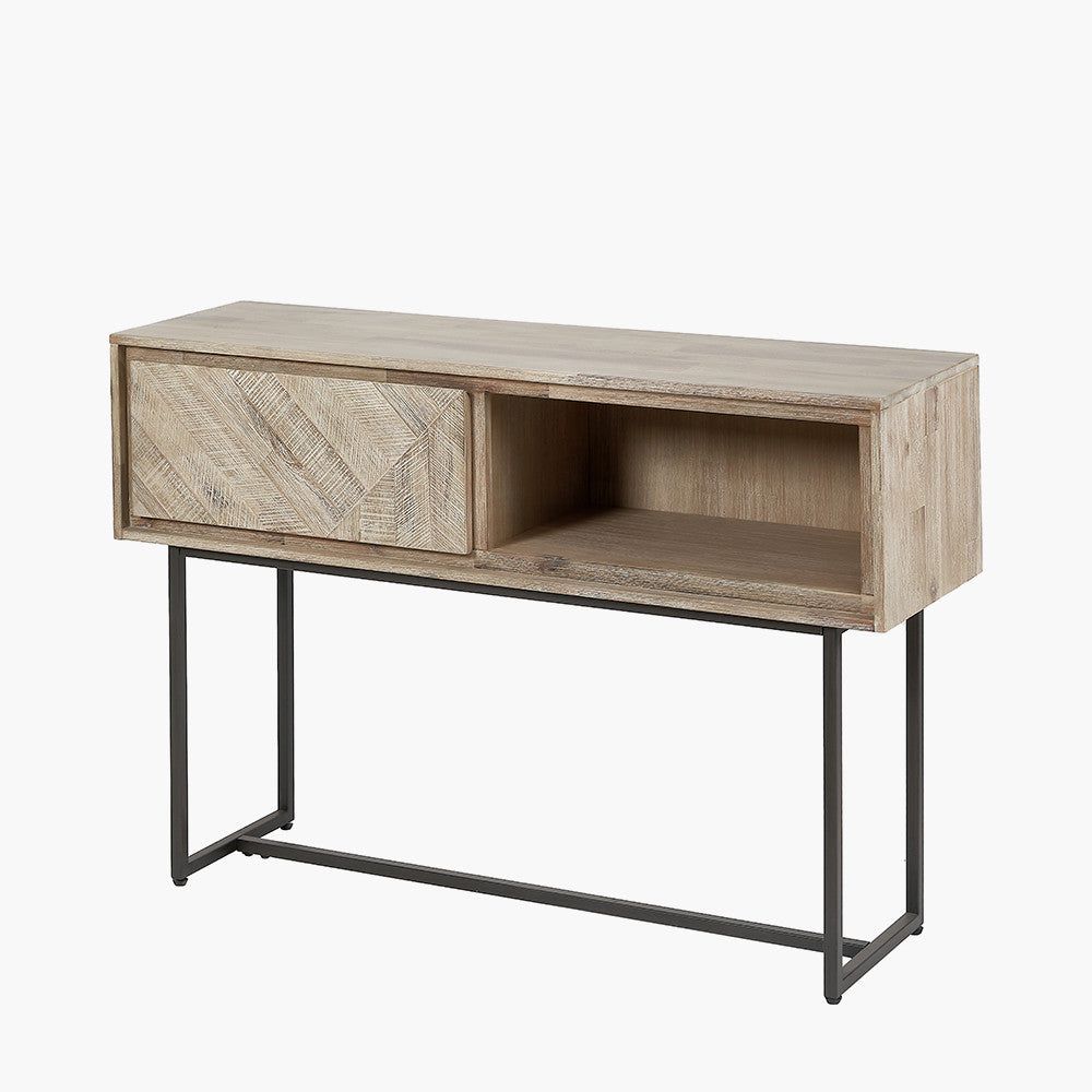 Marca Acacia Wood 1 Drawer Console Table - Panelled Finish