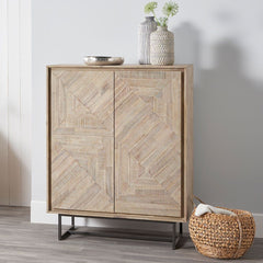 Marca Acacia Wood 2 Door Bar Cabinet - Textured Wood Finish