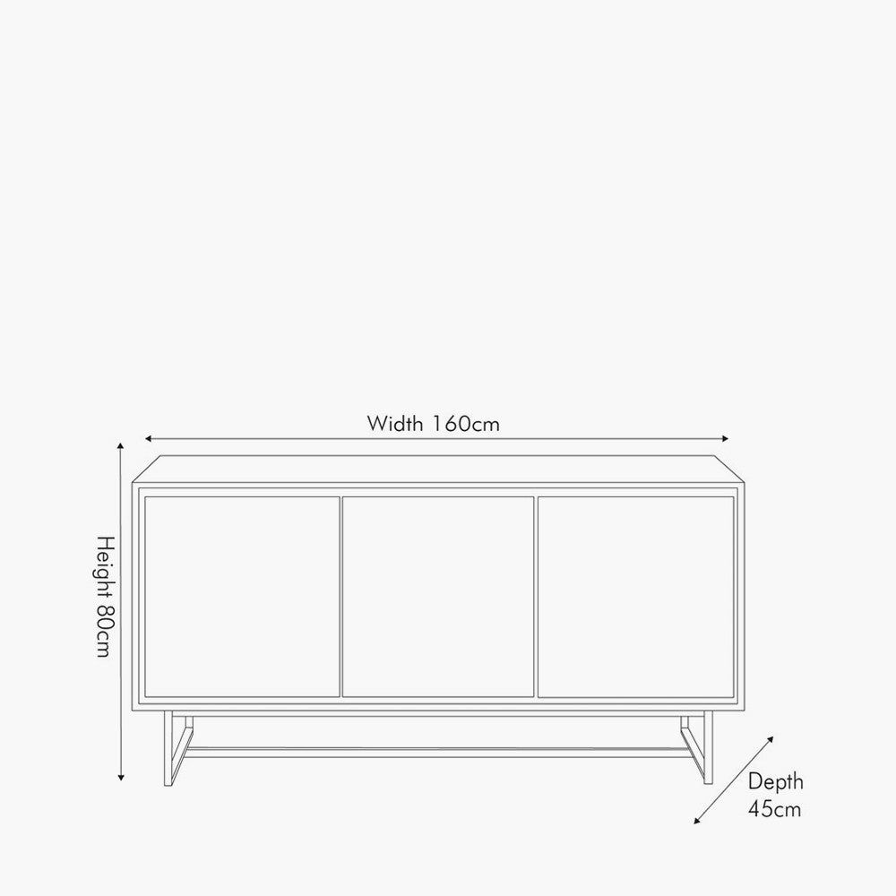 Marca Acacia Wood 3 Door Sideboard - Textured Wood Finish