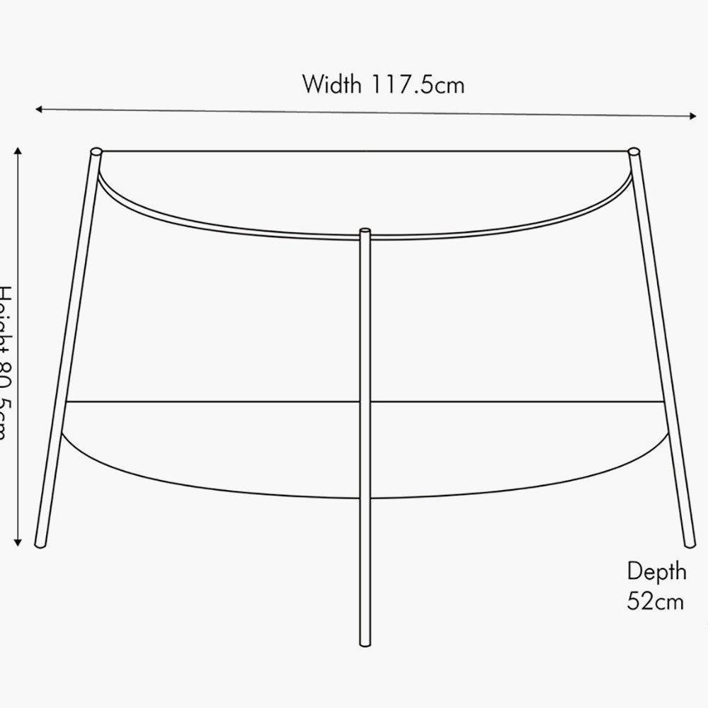 Marchello White Marble Veneer Metal Console Table - Black Finish
