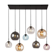 Mardi Gras II 8lt Pendant- Matt Black Metal & Coloured Glass