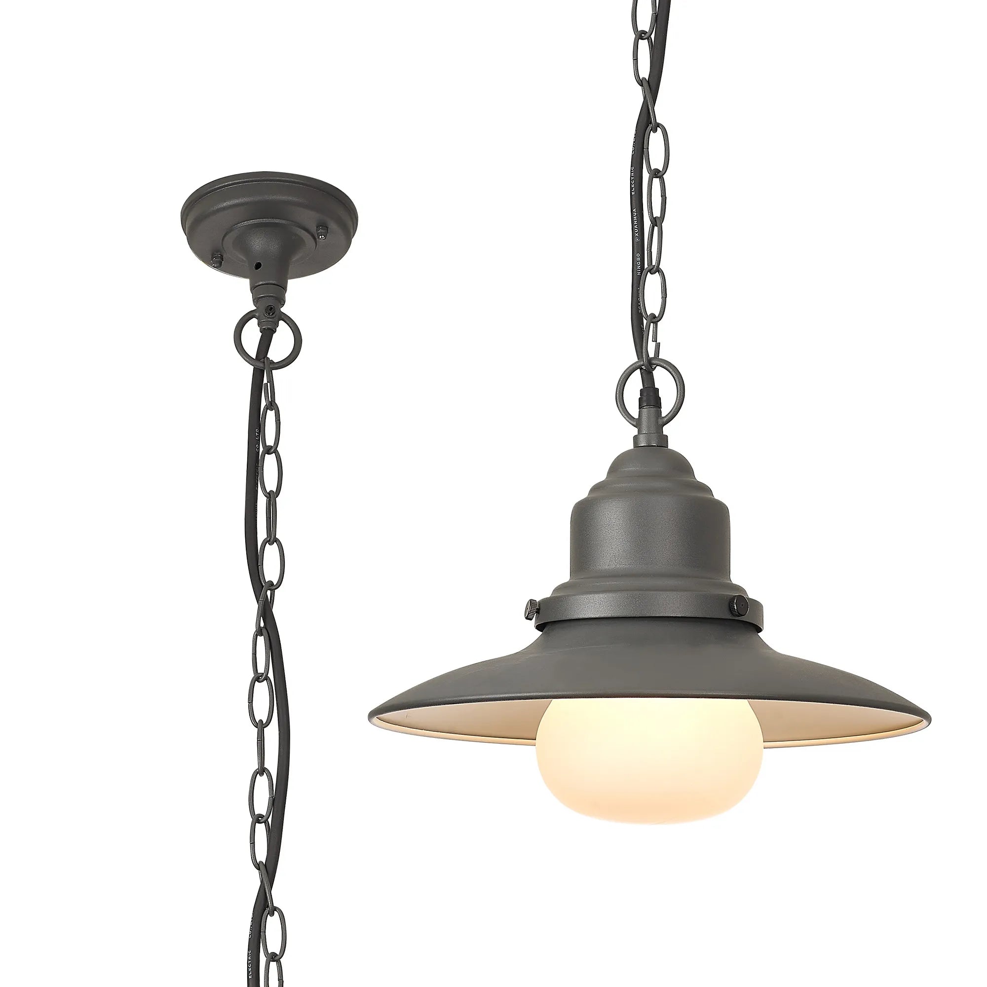 Martell 32cm Pendant E27, IP44 2yrs Warranty- Black/ Dark Grey Finishes