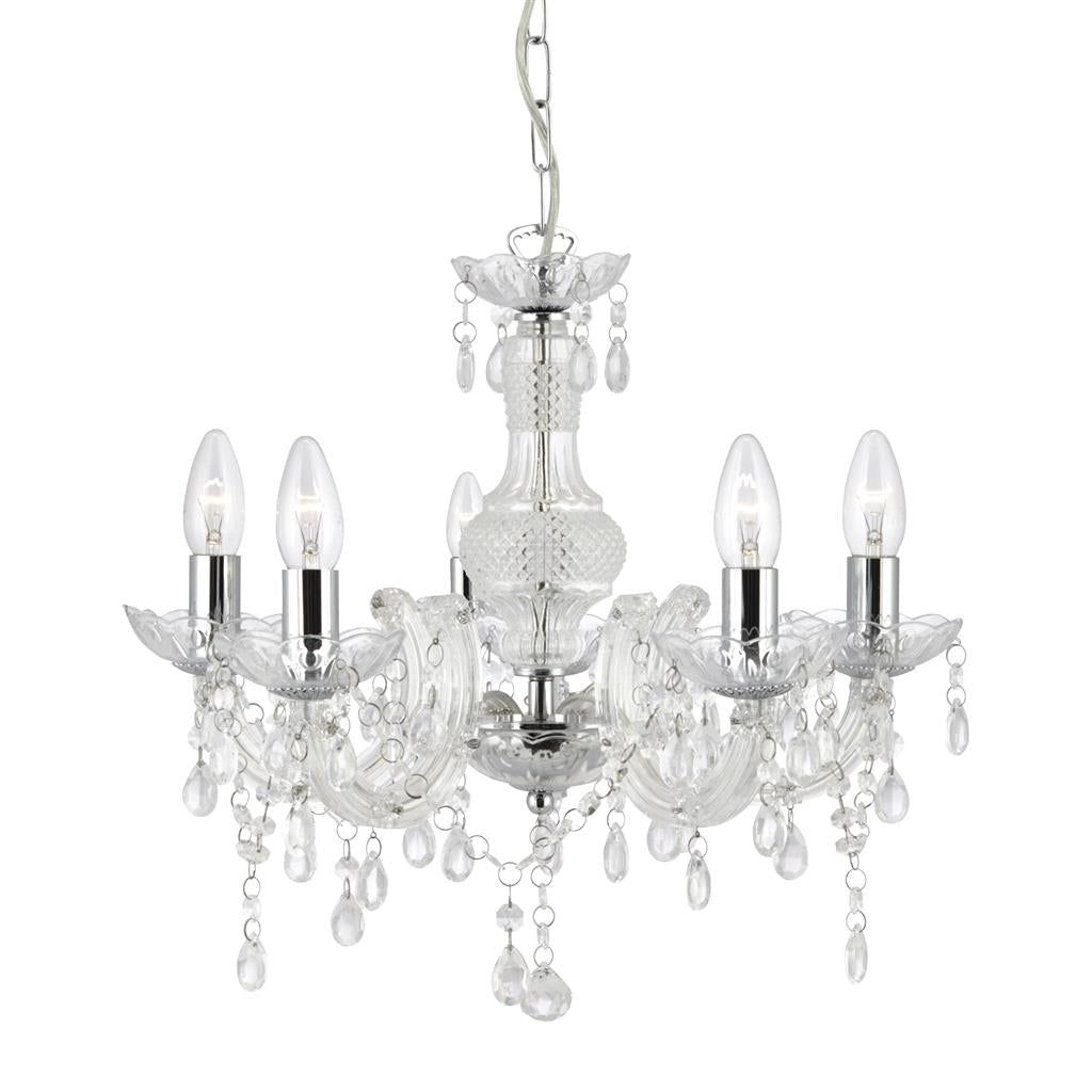 Marie Therese 5Lt Centre Ceiling Light - Chrome & Clear Finish