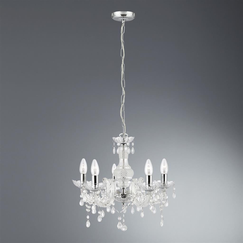 Marie Therese 5Lt Centre Ceiling Light - Chrome & Clear Finish