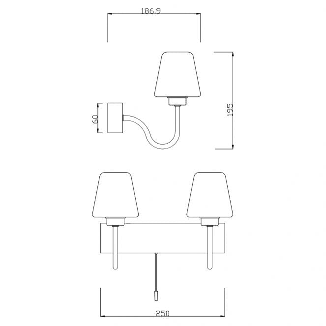 Marina IP44 Double Bathroom Wall Light- Satin Brass/ Polished Chrome Finish