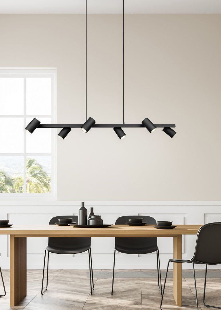 Marley 6Lt Hanging Lamp - Matt Black Finish