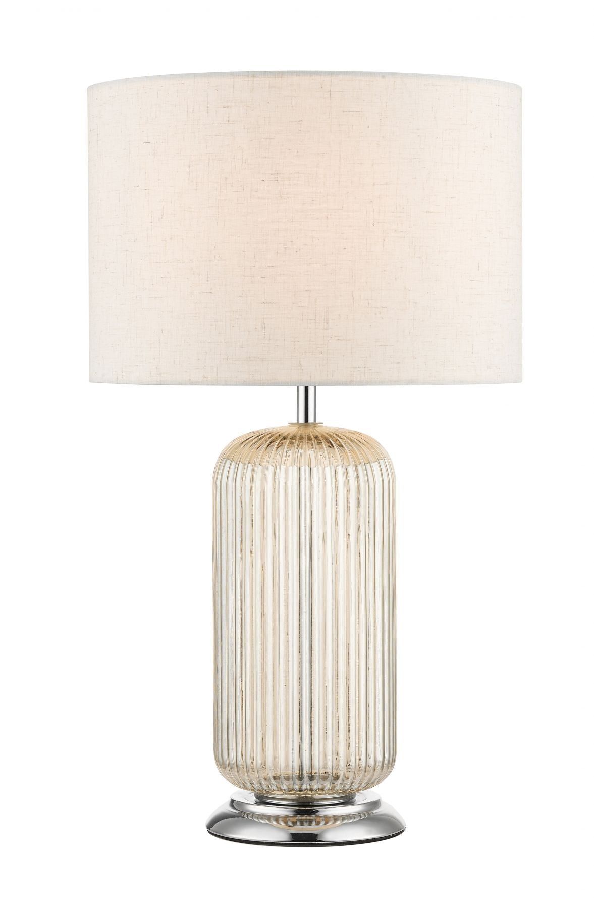 ason Amber Ribbed Glass Table Lamp c/w Shade