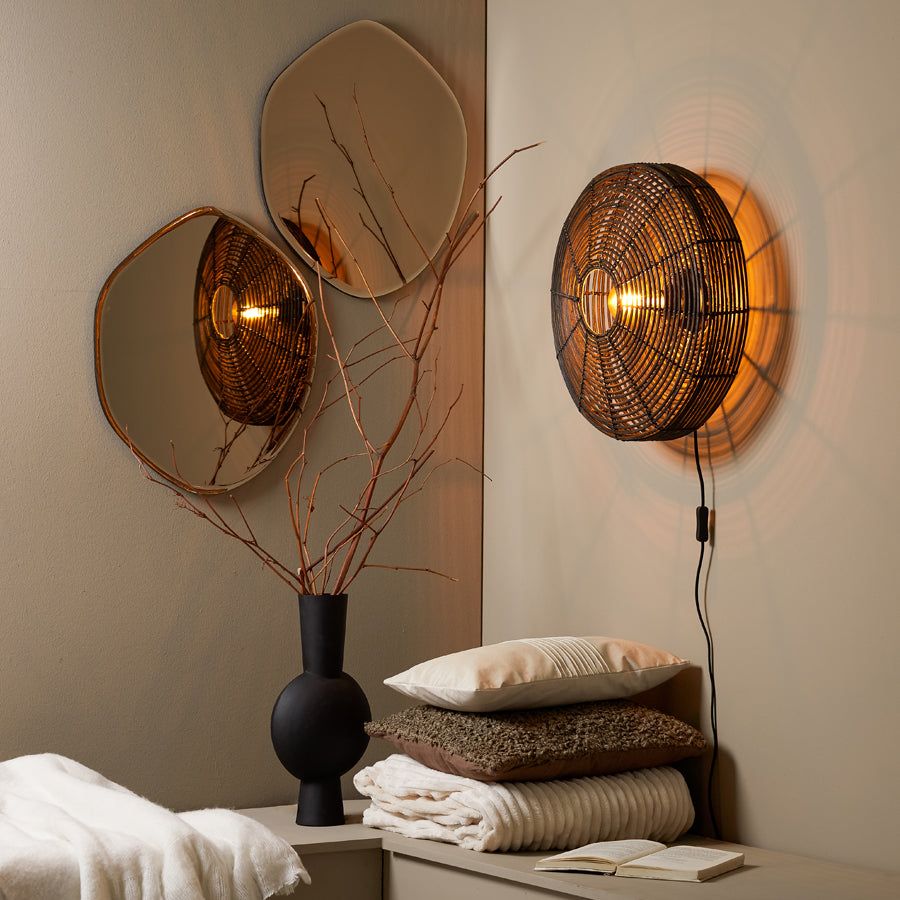 Mataka Medium Wall Lamp - Dark Brown Rattan Finish