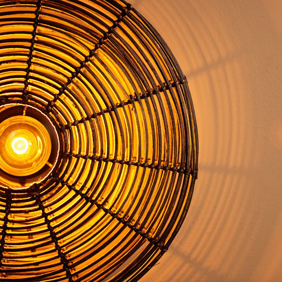 Mataka Large Wall Lamp - Dark Brown Rattan Finish