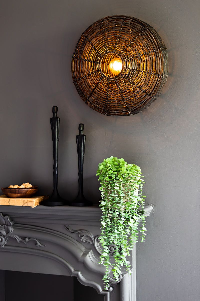 Mataka Medium Wall Lamp - Dark Brown Rattan Finish