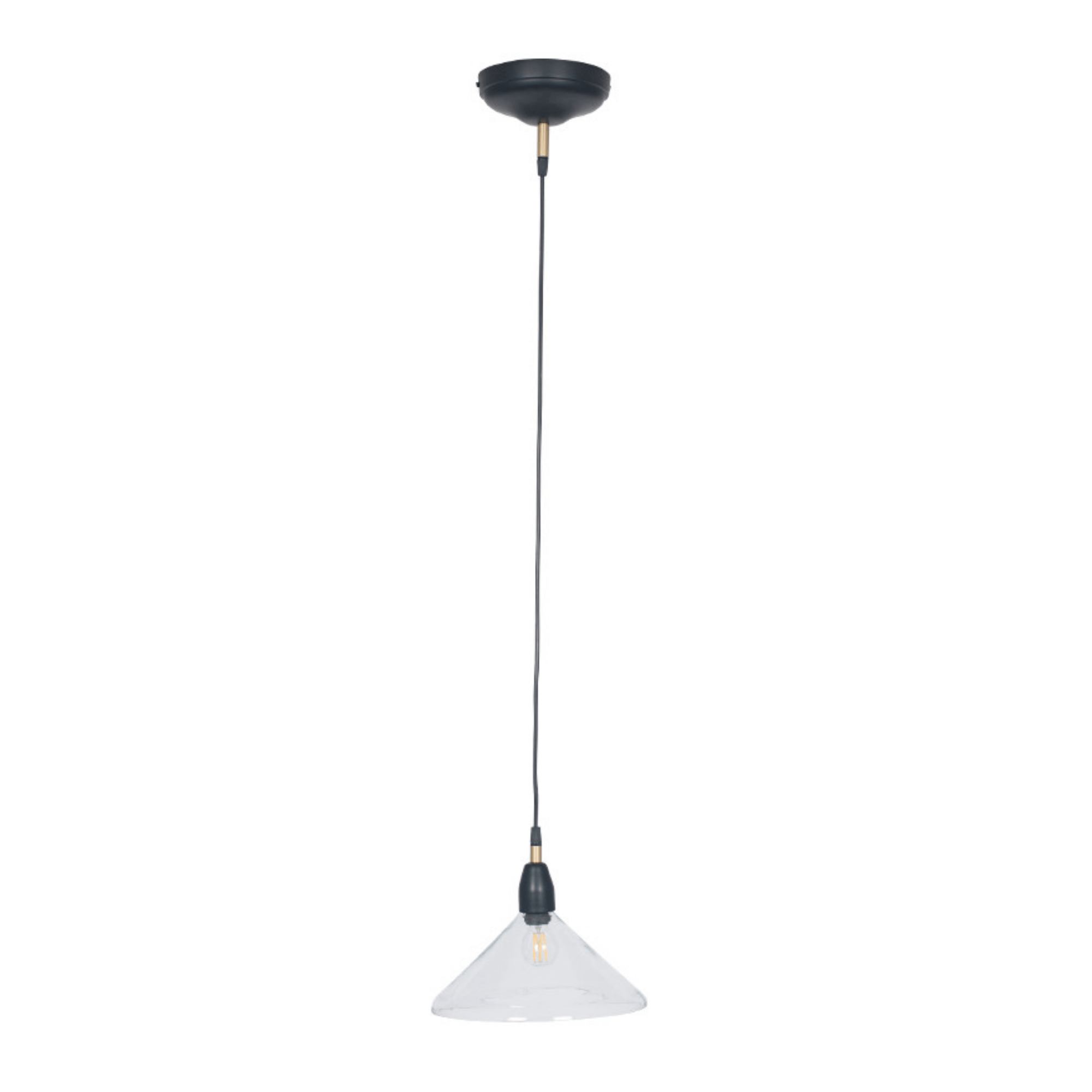 Matt Black and Clear Glass Cone Pendant - Cusack Lighting