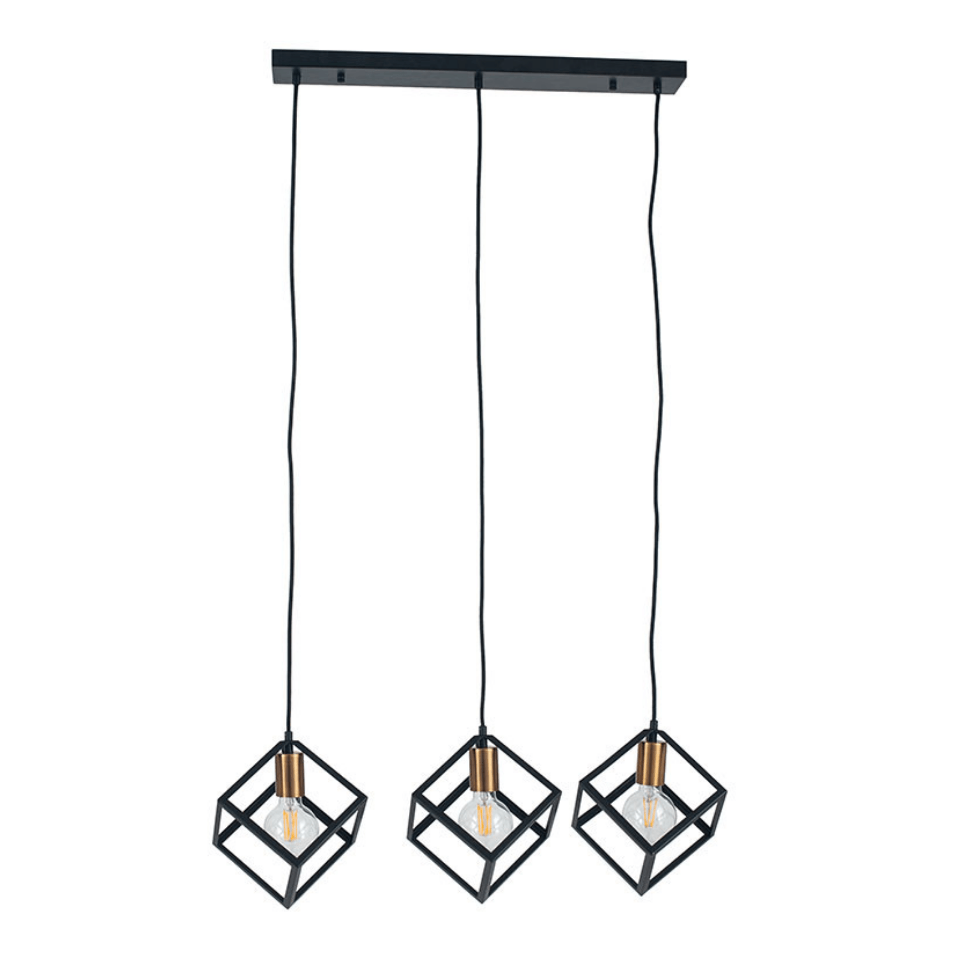 Matt Black Metal Three Cube Pendant - Cusack Lighting